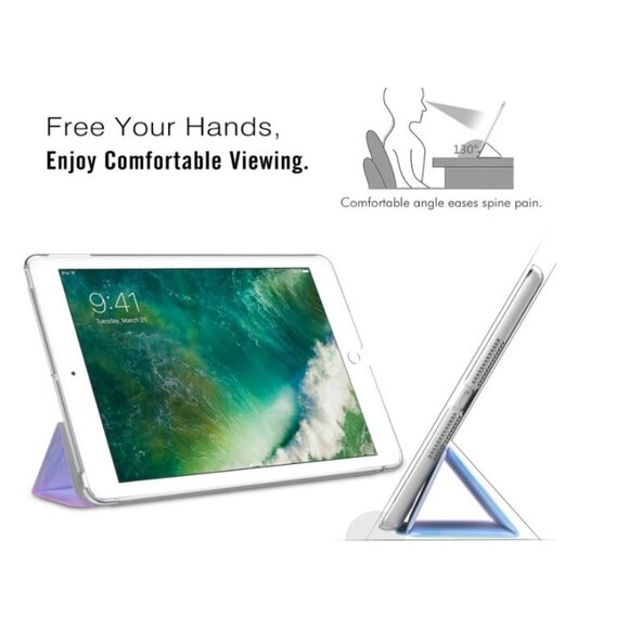MoKo Case fits Apple 9.7" iPad (2017/2018) Smart Shell Stand Cover, Watercolor - Picture 8 of 9